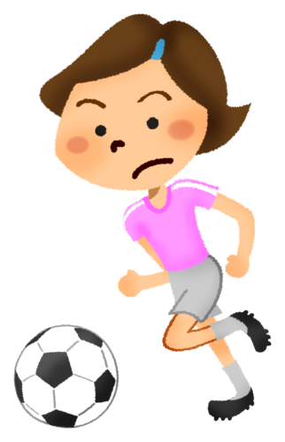 サッカーをする女の子のイラスト