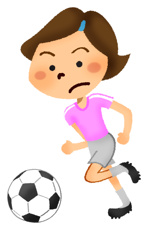 サッカーをする女の子のかわいいフリーイラスト素材