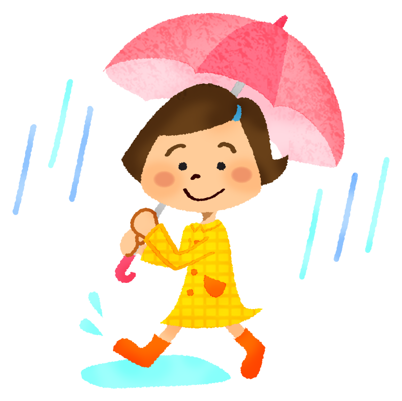 傘を差す女の子のかわいいフリーイラスト素材