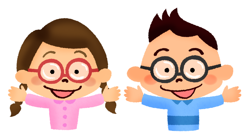 Smiling children with glasses
