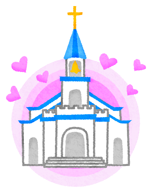 Church with hearts