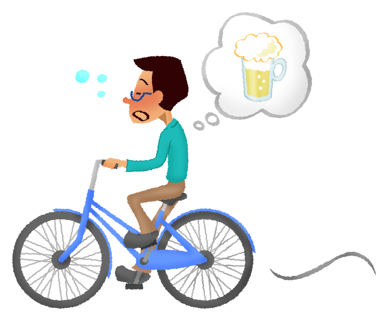 Drunk man riding bicycle