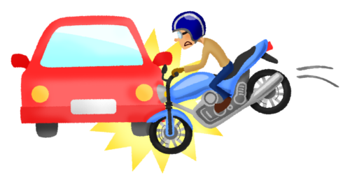 車とバイクの衝突事故のイラスト