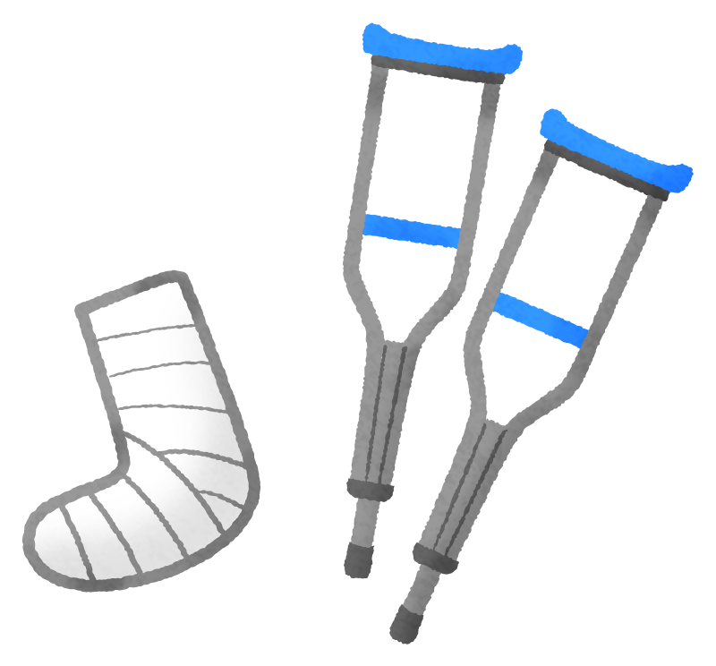 Crutches and cast
