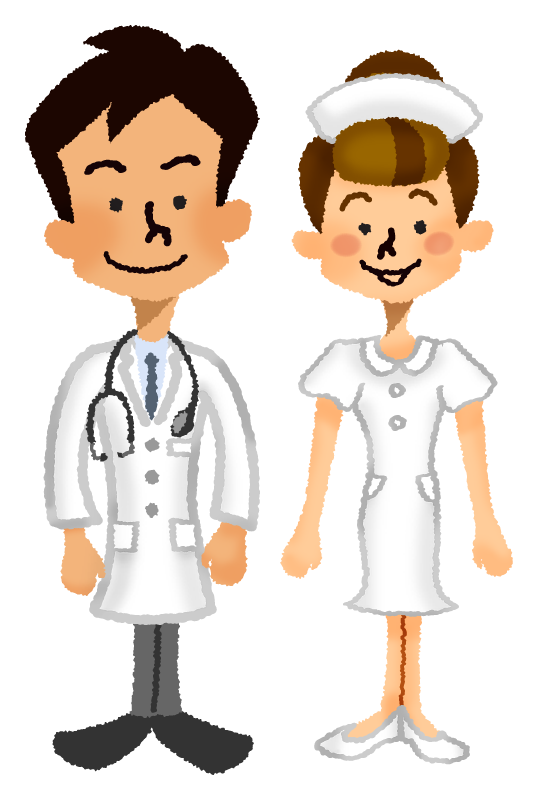 Doctor and nurse smiling