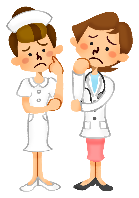 Worried female doctor and nurse
