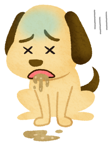 吐く犬のイラスト