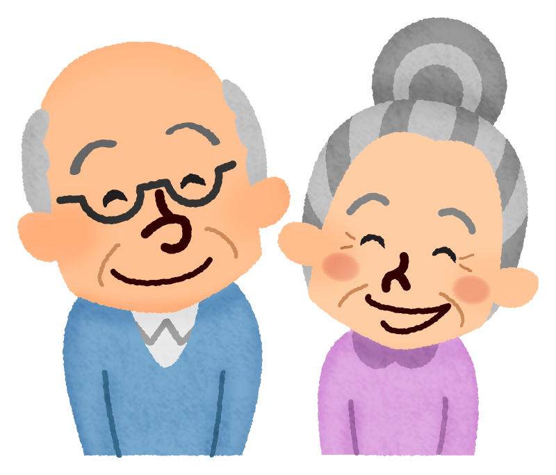 Smiling elderly couple