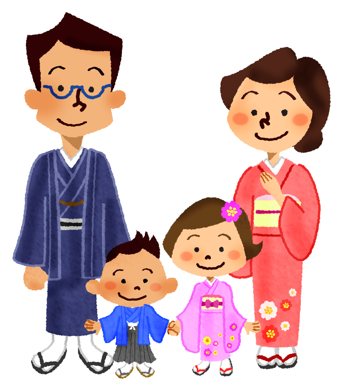 Family in kimono