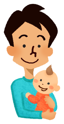 赤ちゃんを抱っこするお父さんのイラスト