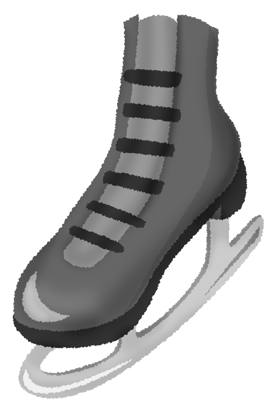 黒いスケート靴（フィギュアスケート）のかわいいフリーイラスト素材