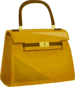 ハンドバッグ（茶色）のかわいいフリーイラスト素材