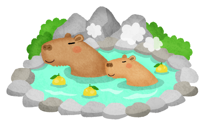 Capybaras in hot spring