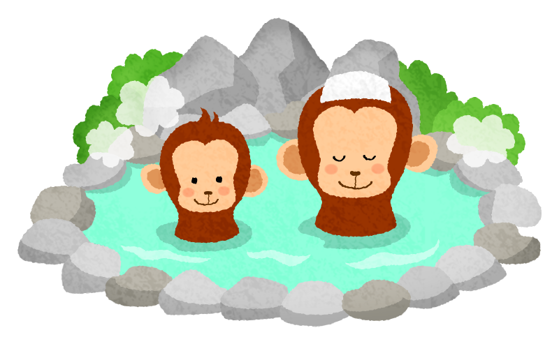 Monkeys In Hot Spring Free Clipart Illustrations Japaclip