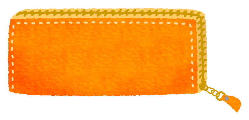 長財布（オレンジ）のかわいいフリーイラスト素材