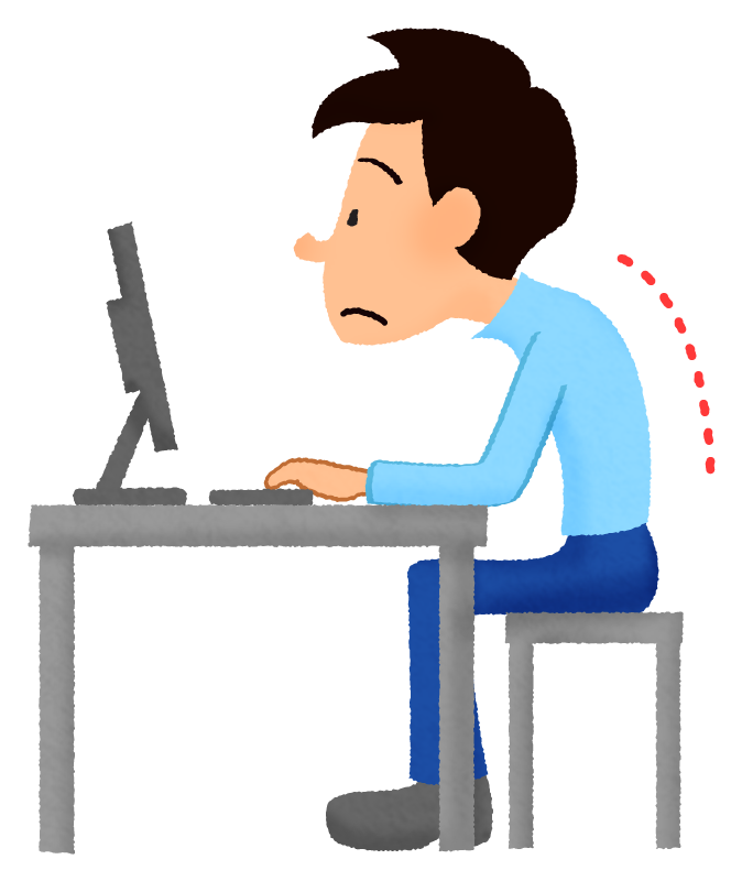 Hombre con una mala postura frente a la computadora