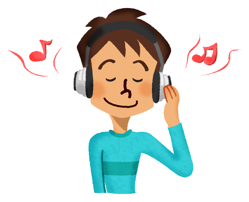 Man listening music on headphones