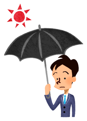 日傘をさす男性会社員のイラスト