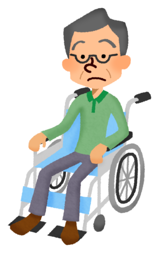 車椅子の年配男性のイラスト