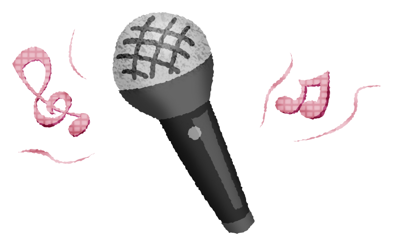 Microphone with music notes