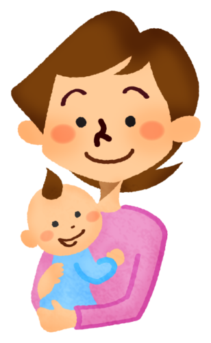 赤ちゃんを抱っこするお母さんのイラスト