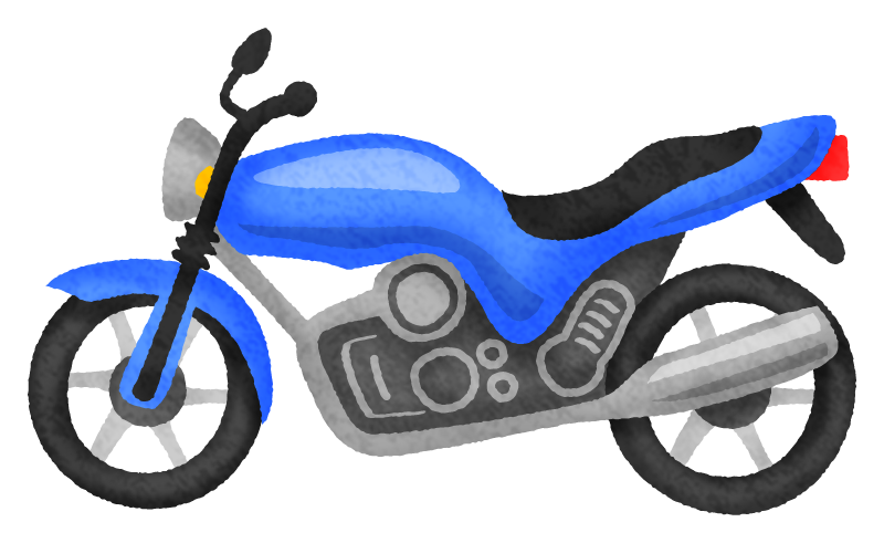バイク（青）のかわいいフリーイラスト素材