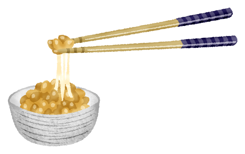 納豆とお箸のかわいいフリーイラスト素材