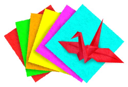 折り紙と折り鶴のイラスト