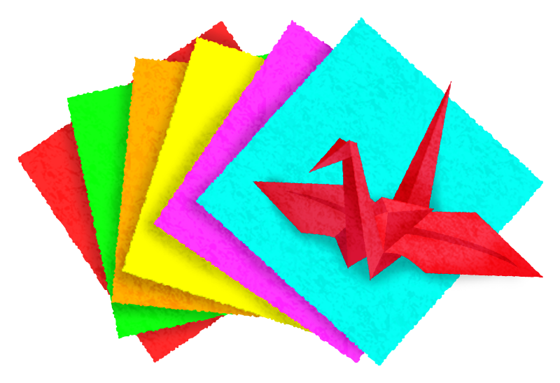 折り紙と折り鶴のかわいいフリーイラスト素材