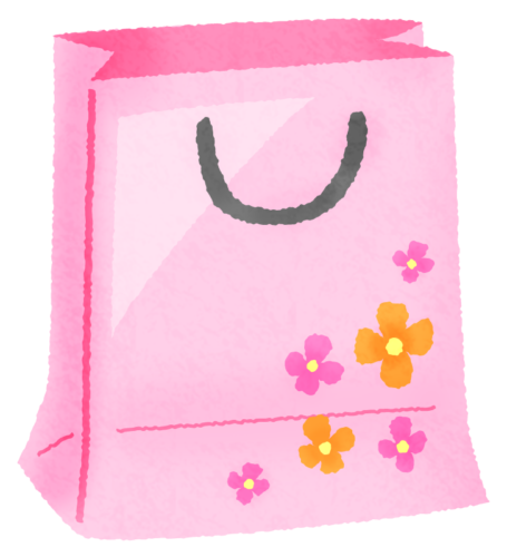 紙袋（花柄）のイラスト