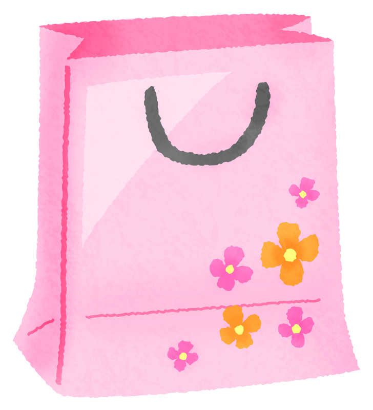 紙袋（花柄）のかわいいフリーイラスト素材