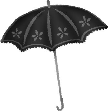 黒い日傘のかわいいフリーイラスト素材
