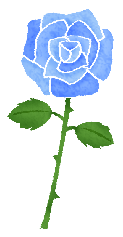 青い薔薇（バラ）のかわいいフリーイラスト素材