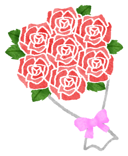 薔薇（バラ）の花束のイラスト