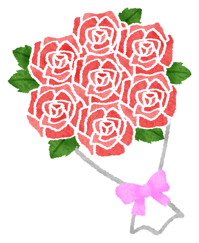薔薇（バラ）の花束のかわいいフリーイラスト素材