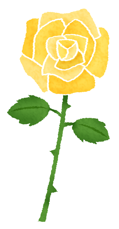 黄色い薔薇（バラ）のかわいいフリーイラスト素材