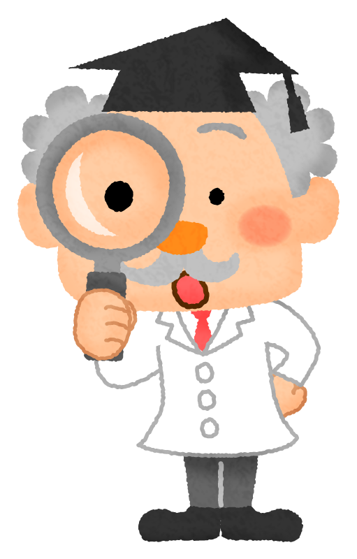 Scientist character with magnifying glass