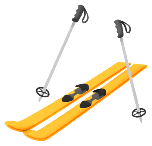 スキー板とストックのイラスト