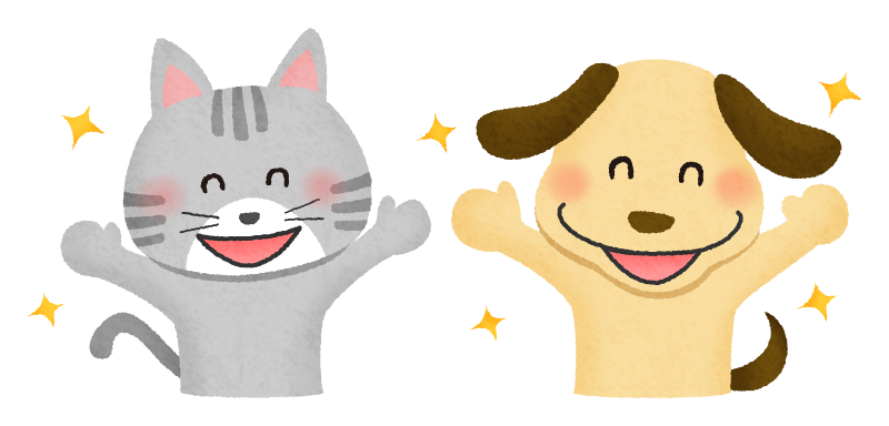 Smiling cat and dog