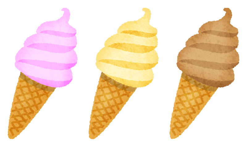 色々な味のソフトクリームの無料イラスト | フリーイラスト素材集 ジャパクリップ