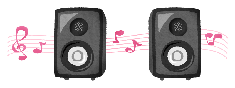 Speakers with music notes