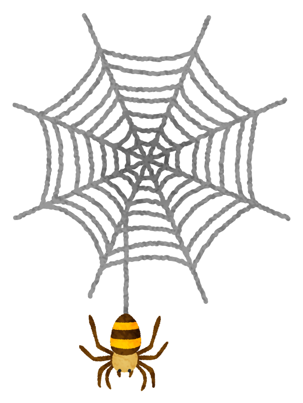 蜘蛛と蜘蛛の巣のかわいいフリーイラスト素材