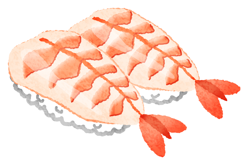 海老のお寿司のかわいいフリーイラスト素材