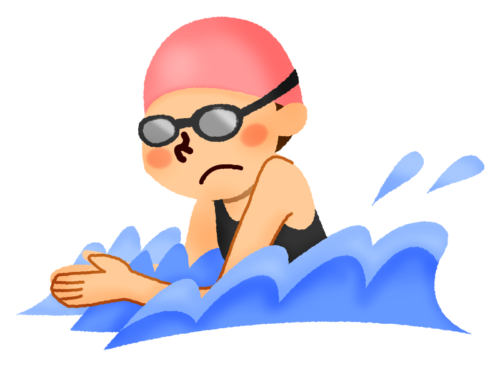 平泳ぎをする女性のイラスト