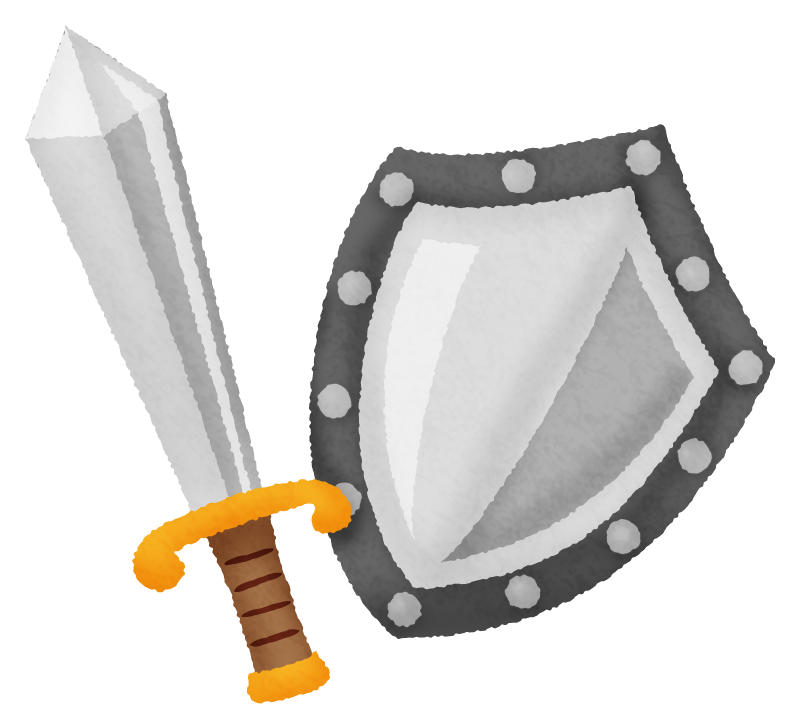 剣と盾のかわいいフリーイラスト素材