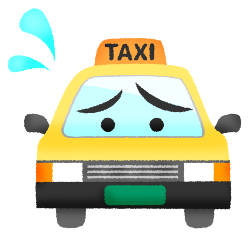 困るタクシーのキャラクターのイラスト