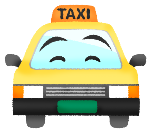 笑顔のタクシーのキャラクターのイラスト
