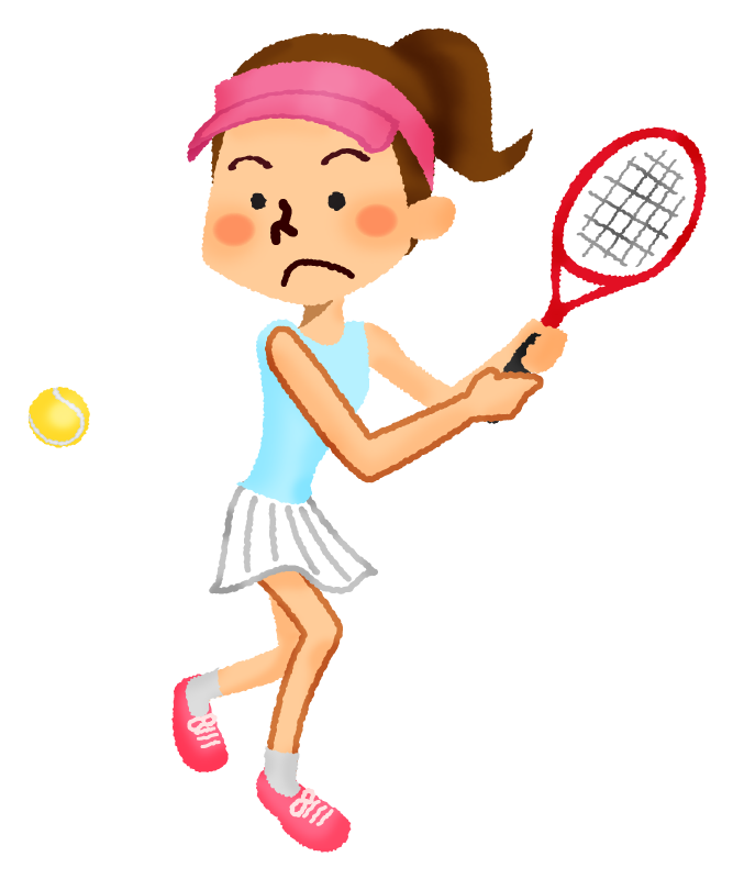 テニスをする女性のかわいいフリーイラスト素材