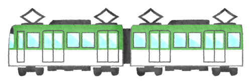 電車（緑）のイラスト