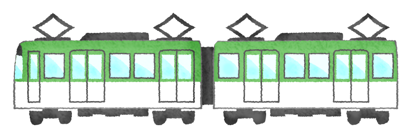 電車（緑）のかわいいフリーイラスト素材